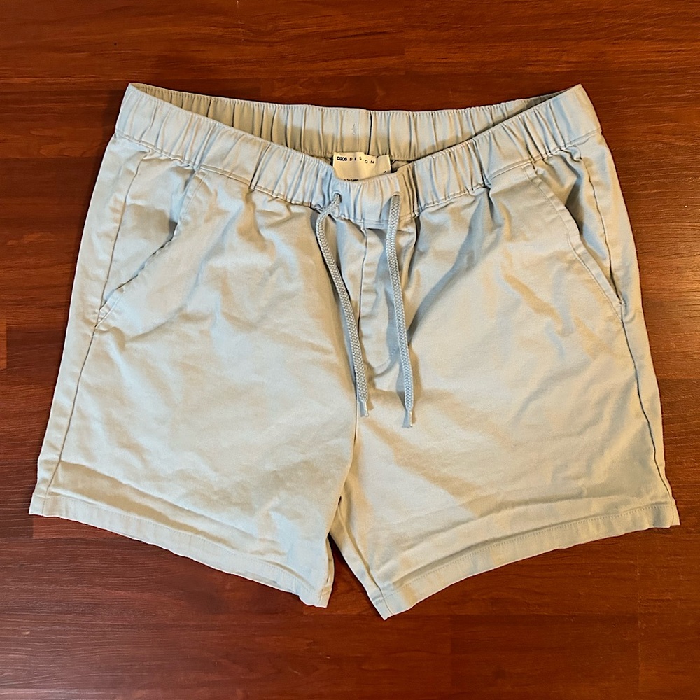 ASOS light blue drawstring chino shorts